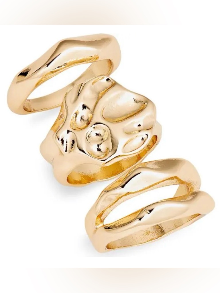 Nwt Open Edit Set Of (2) Molten Rings - Gold $30 Msrp